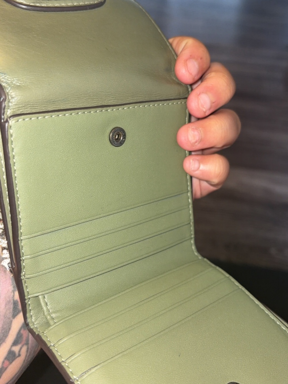 Olive Green Leather Card Wallet